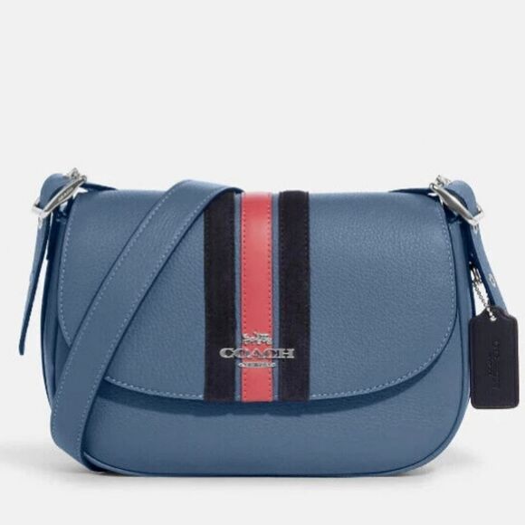 Coach Varsity Stripe Macie Crossbody Saddle Bag - Picture 5 of 12